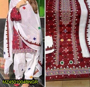 3 pcs fancy ajrak unstitched suit