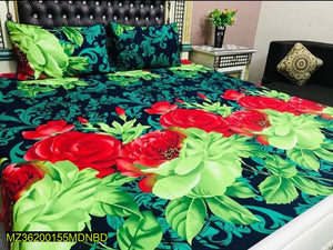3 pcs crystal cotton double bedsheet