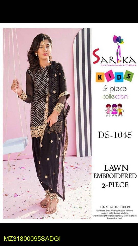 2 pcs embroidered lawn kids suit