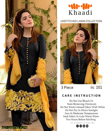 3 pcs embroidered lawn unstitched suit