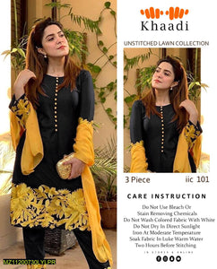 3 pcs embroidered lawn unstitched suit