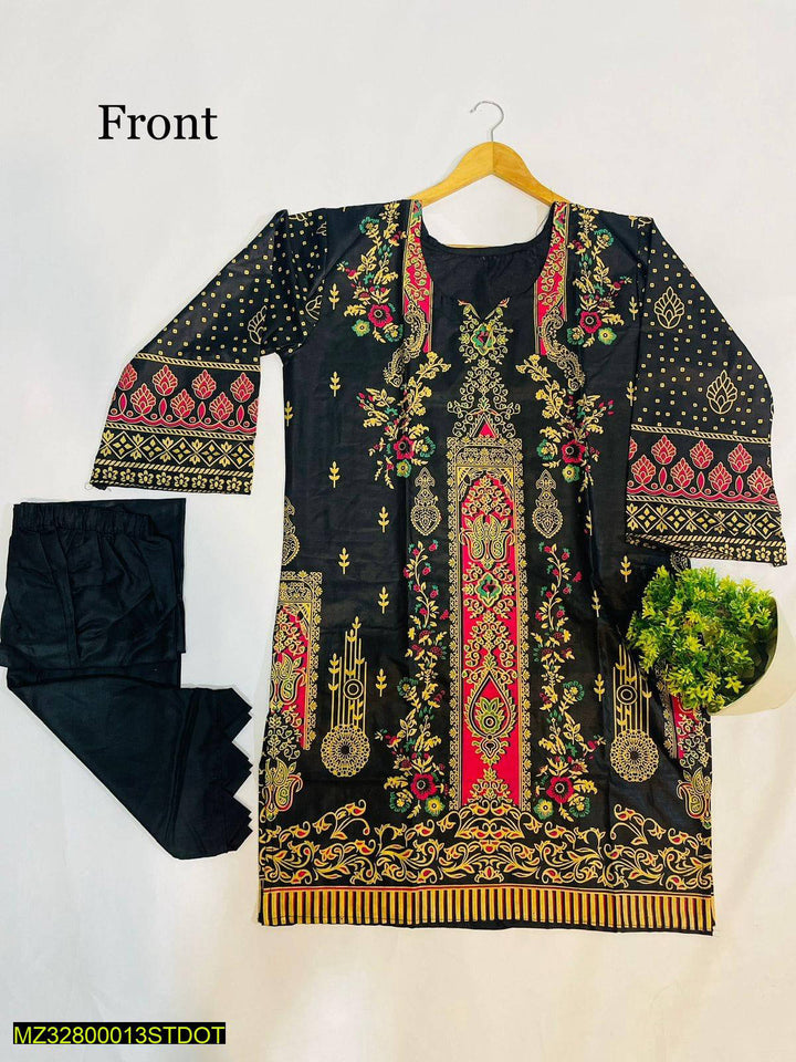 2 pcs 3d black printed stitched suit