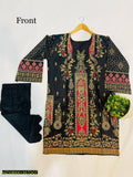 2 pcs 3d black printed stitched suit
