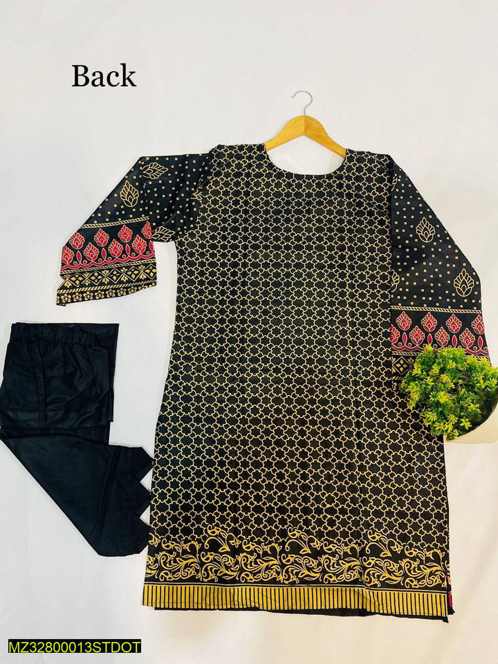 2 pcs 3d black printed stitched suit